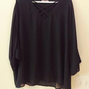 Black blouse sheer layer 3x
